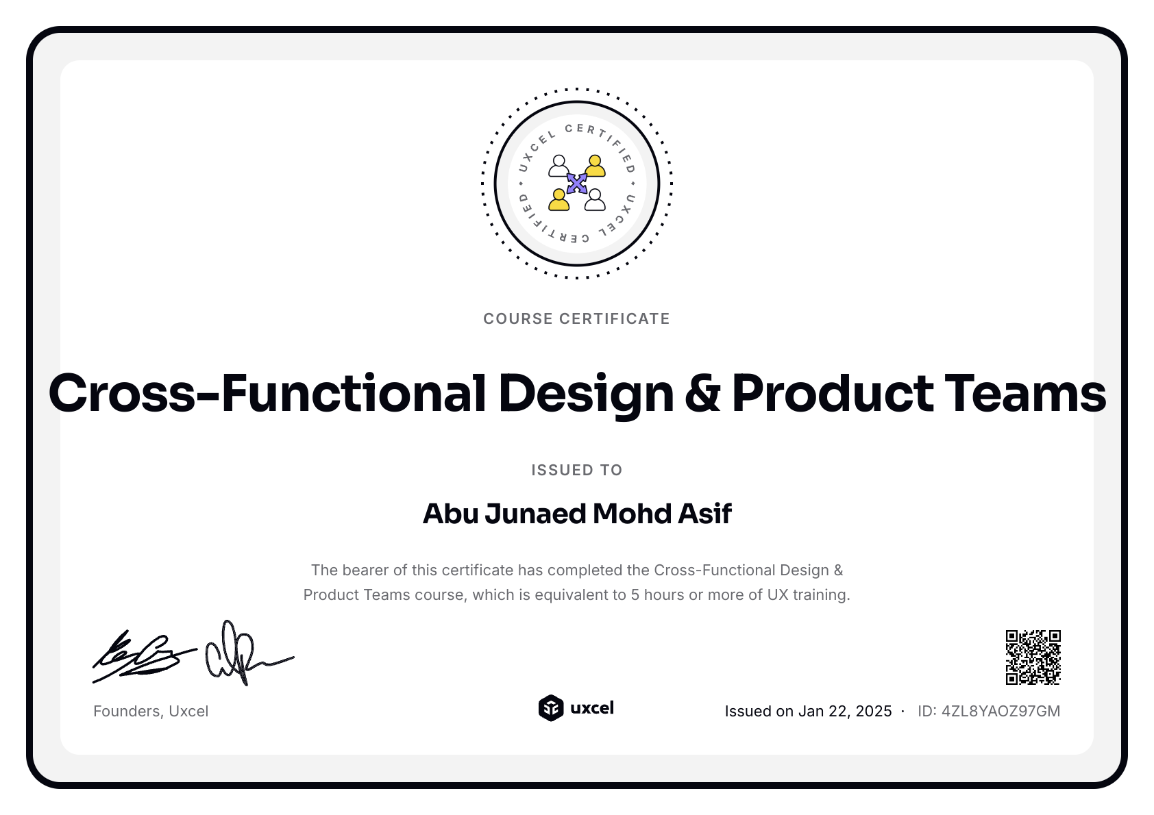 Abu Junaed Mohd Asif's certificate